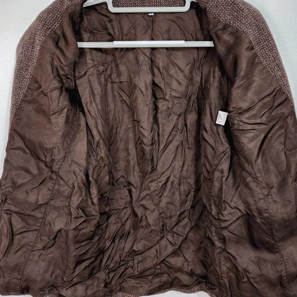 Vintage 80s Peabody House Wool Tweed Blazer Jacket Womens 11/12 Rust Brown Lined